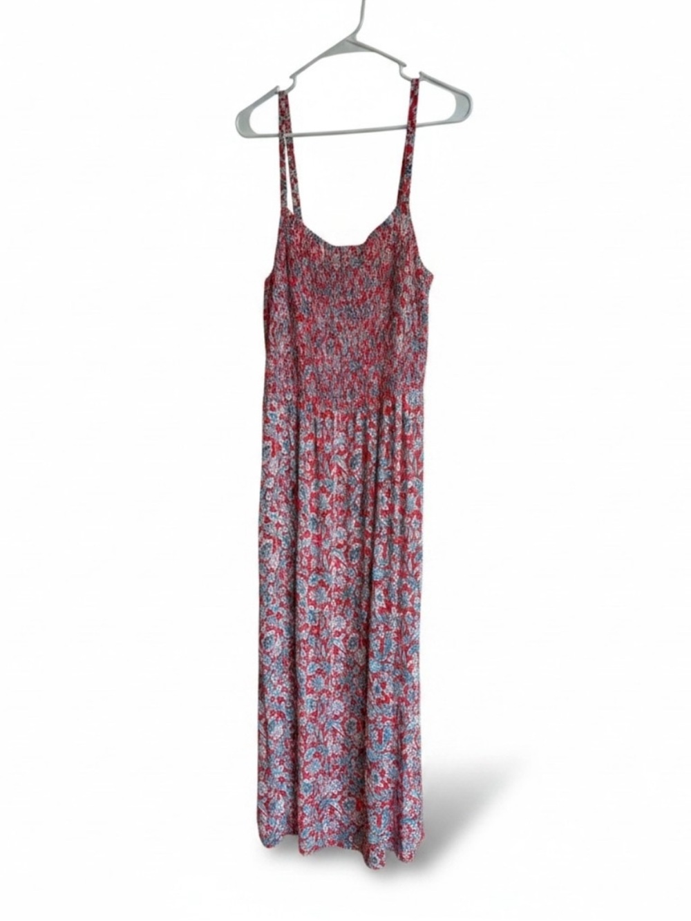 Old Navy Floral Red & Blue Smocked Maxi Dress